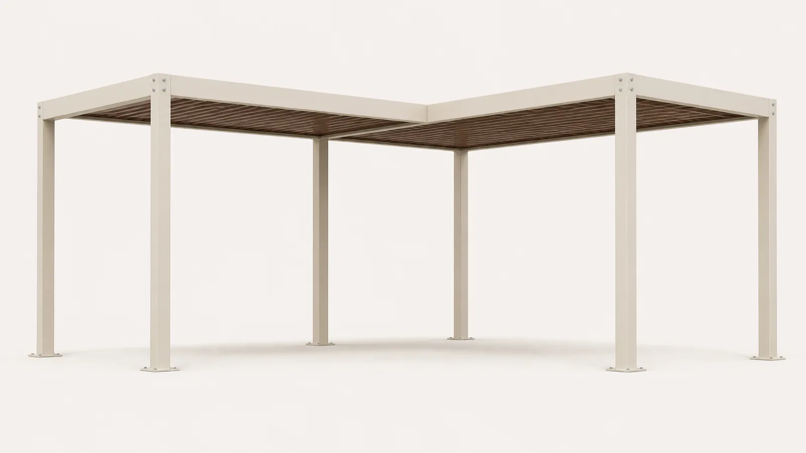 Two bay pergola configured in a browser embed, with its span and running total beside it.