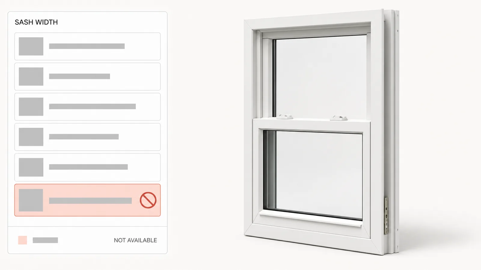 Build rules stopping an invalid double hung window while the valid options stay open.